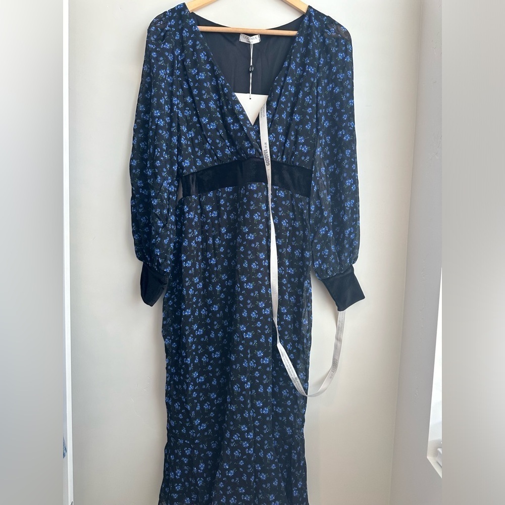 Goddiva Long Sleeve Floral Gown
